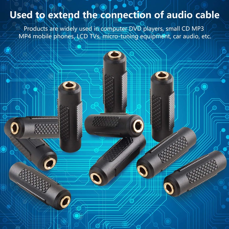 SAISN 3.5mm Stereo Jack to 3.5mm Stereo Jack Adapter Connectors Stereo Coupler Female to Female Gold Plated (Pack of 10) - Image 2